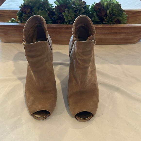 Stuart Weitzman Tan Jump Peep Toe Bootie booties Size 11 - Picture 2 of 7